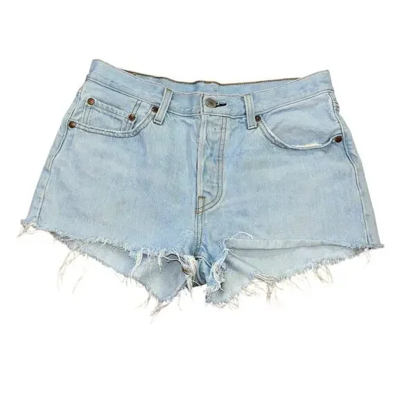 Levi’s Distressed Cut Off Cotton Denim Shorts Women's 28 Western Cowgirl Summer - Picture 6 of 14